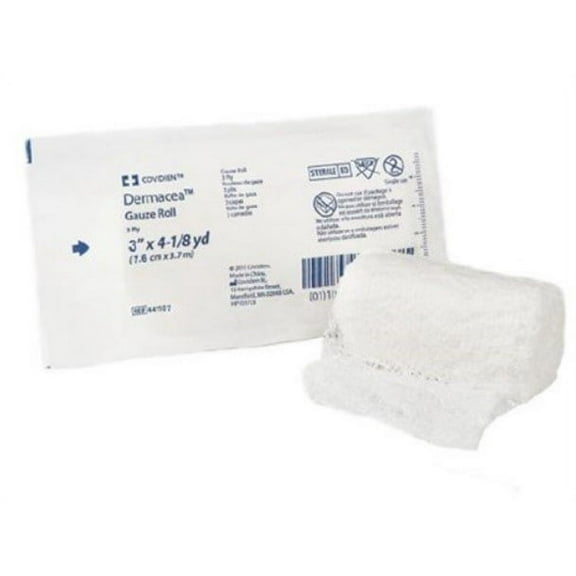 Covidien Fluff Dressing Dermacea Gauze 3-Ply 3 Inch X 4 Yard Roll Sterile, Model 441107