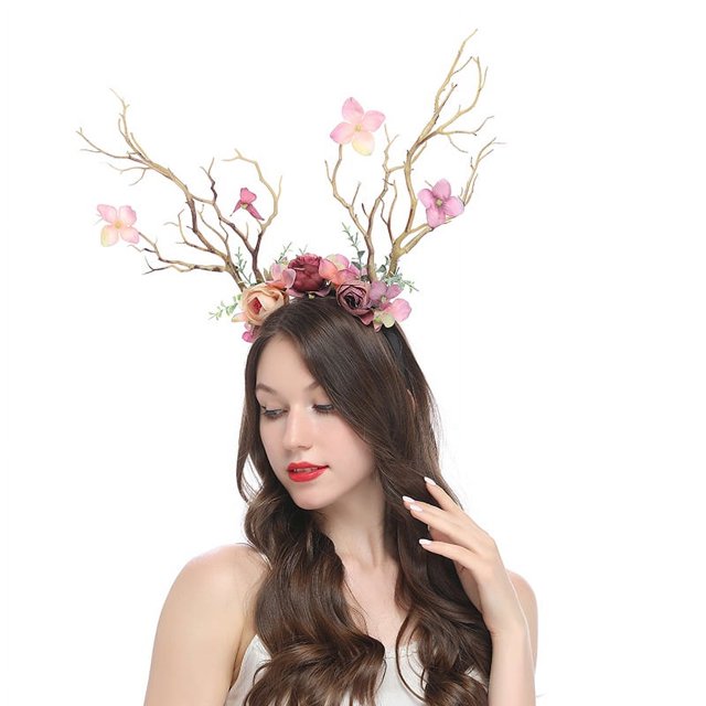 ER Serie pequeña de Mori Fairy Branch Diadema Flor exagerada Cabello brillar Electrónica