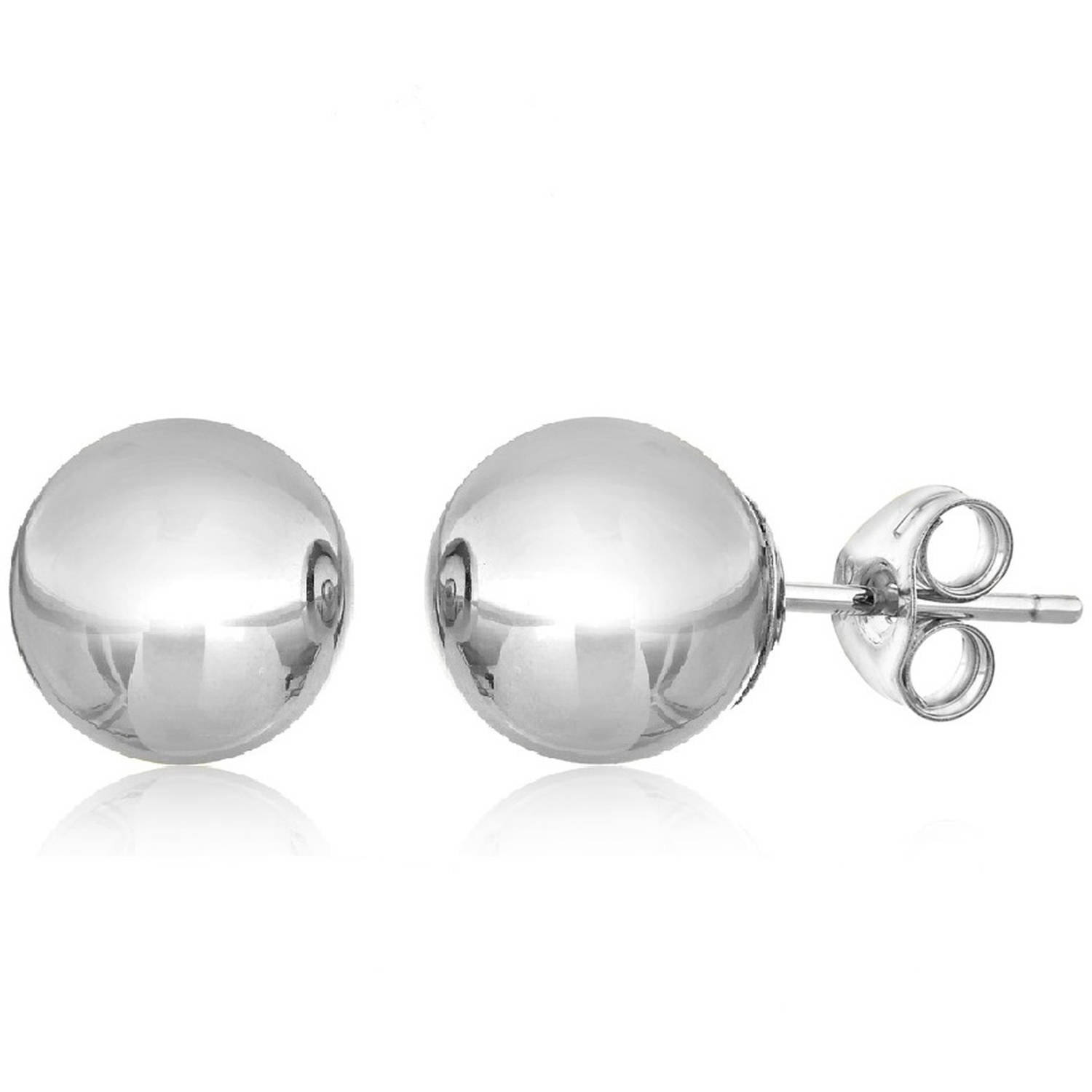 PORI JEWELERS - Sterling Silver 10mm Polished Plain Ball Stud Earrings ...