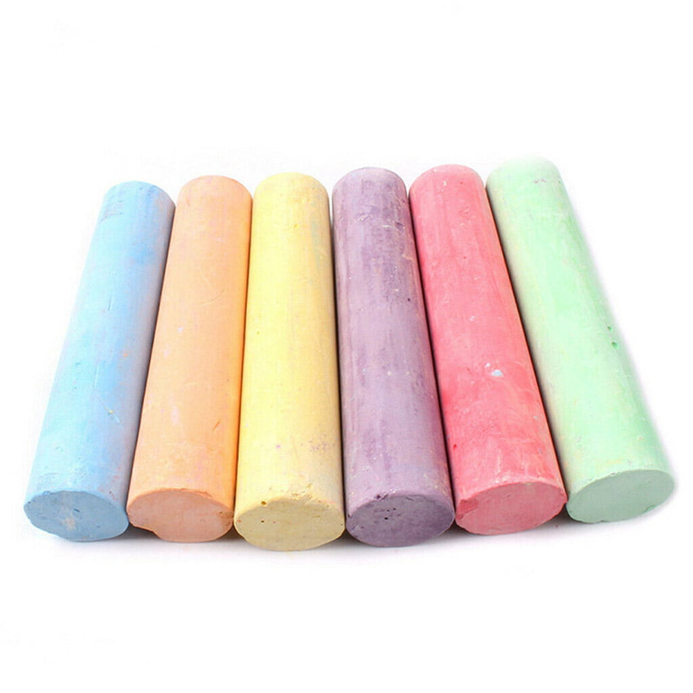 Coloured & White 12 Pack Non Toxic Chalks School Art Learning Kids Playground 
