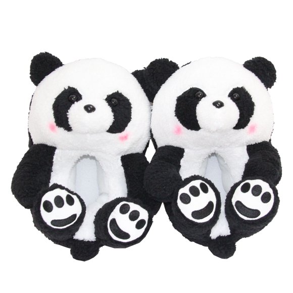 Teddy Bear Slippers for Women and Girl Home Indoor Winter Shoes Soft Cute Warm Anti-Slip Faux Fur Cartoon Slippers(Panda,Child)