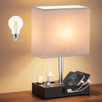 RONY Fully Dimmable Table Lamp for Bedroom 2 USB Ports - Bedside Lamps with 2 AC Outlet and Phone Slots - Nightstand Touch Lamp Suitable for Bedroom Living Room