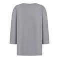 thumbnail image 4 of DENGDENG Women's 3/4 Sleeve Cotton Tshirts Casual Elbow Sleeve Tops V-Neck Summer Button Down Blouses Loose Three Quarter Length Tunics Plus Size Petite {Shirts} Light Gray S, 4 of 5