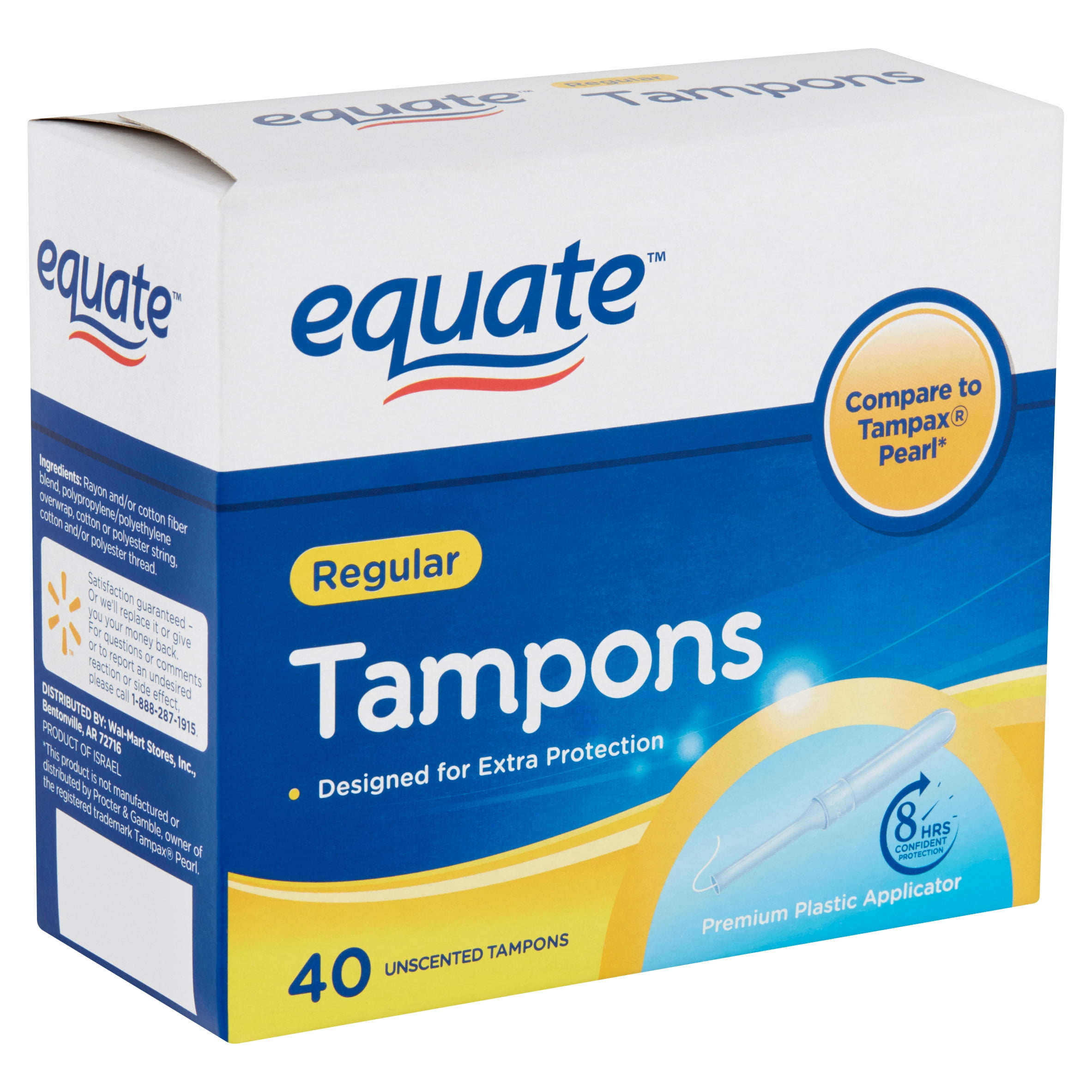 Equate Regular Absorbency Unscented Tampons with Plastic Applicators