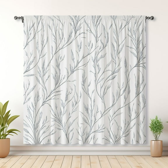 Modern Simple Style Curtains, Leaf Curtains, Bedroom Blackout Curtains, Suitable For Living Room And Bedroom Decoration(Rod pocket)
