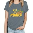 thumbnail image 1 of RKSTN Hauts Grande Taille pour Femmes Mode Été 2024 Col Rond Manches Courtes T-shirt Décontracté Ample Imprimé Graphique Voiture de Pâques, 1 of 4