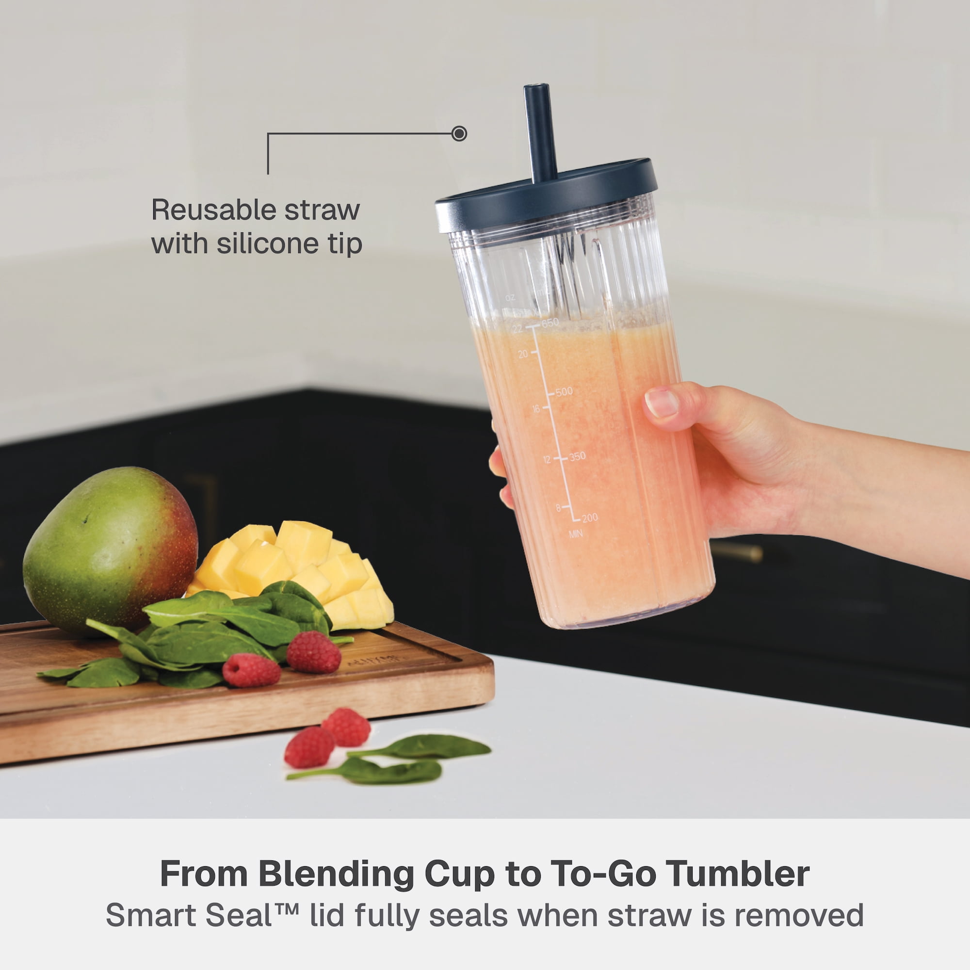 Thyme & Table 25 oz Blender to-Go Cup with Smart Seal Lid, Atlantic Blue