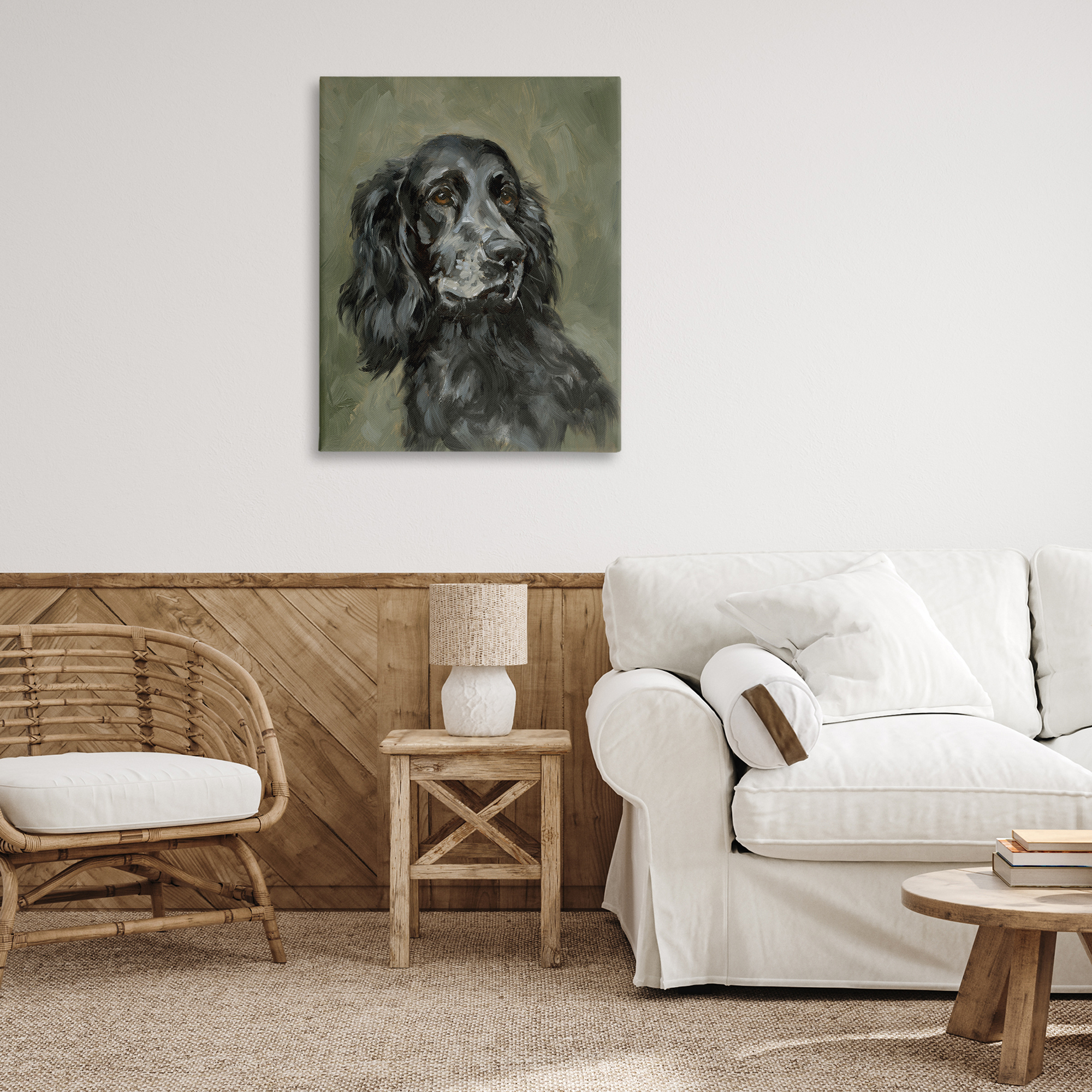 Stupell Industries Black Cocker Spaniel Animals & Insects Painting Gallery Wrapped Canvas Art Print Wall Art, 30 x 40