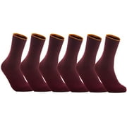 Lian LifeStyle Women's 6 Pairs Socks Casual Solid Size 6-9(Claret)