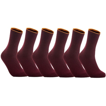 Lian LifeStyle Women's 6 Pairs Socks Casual Solid Size 6-9(Claret)