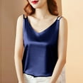 thumbnail image 3 of Women's Silk Satin Camisole V Neck Tank Top Cami Silky Basic Tank Shirt Blouses Dressy Work Office Blouse, 3 of 4