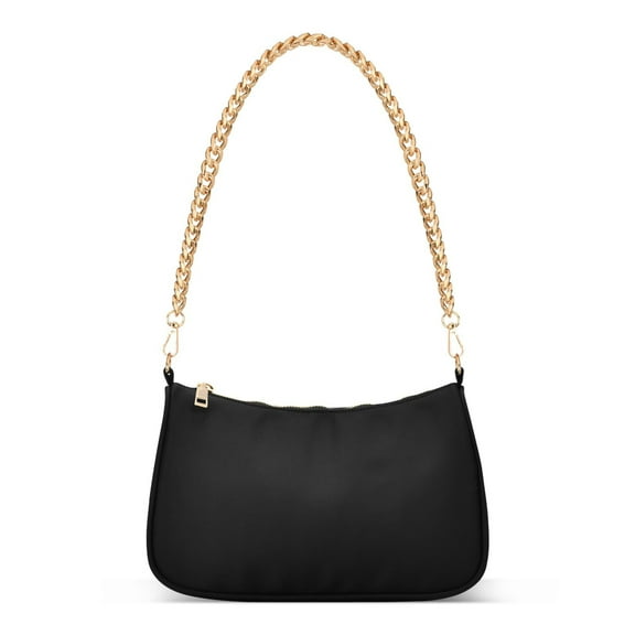 Ryvnso Black Womens Chain Shoulder Bag Tote Handbags Clutch Hobo Purse with Zipper for Travel