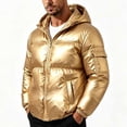 thumbnail image 3 of Men's Hooded Puffer Jacket Full Zip Quilted Puffer Winter Coat Warm Outerwear with Multi Pocket,Windproof Comfy Daily Wear,Gold,3XL, 3 of 5