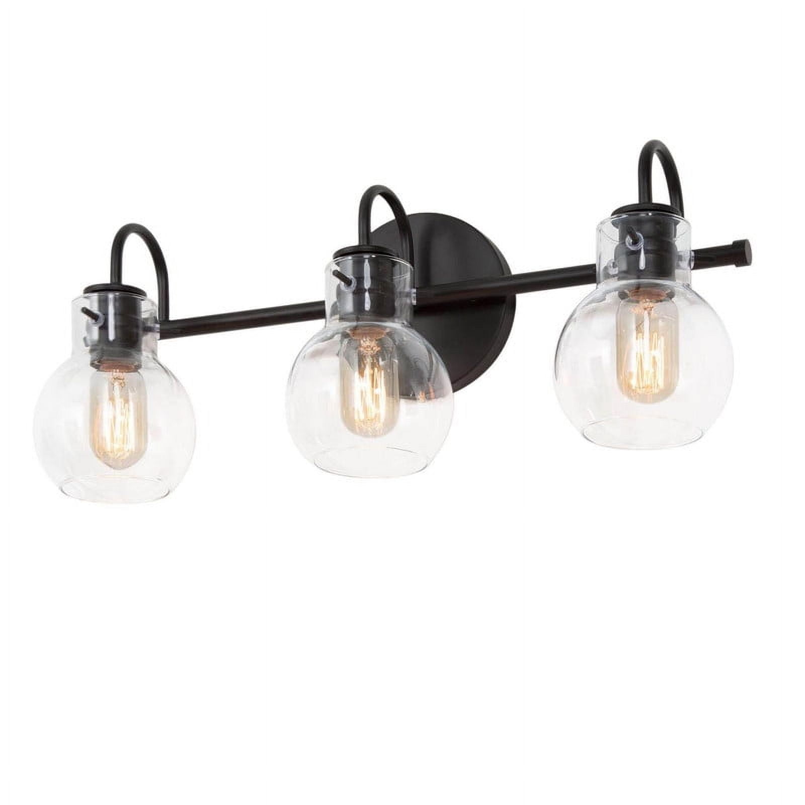 LNC Black 3-Light Bathroom Vanity Light with Clear Globe Shades, Dimmable, 22" W
