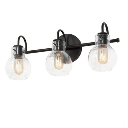 LNC Modern 3-Light Black Bathroom Vanity Light Fixture with Globe Clear Glass
