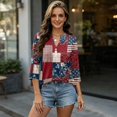 thumbnail image 5 of 4Th of July Shirts Women 3/4 Sleeve Henley neck Cute Shirts Casual Print Three Quarter Length T Shirt, 5 of 7