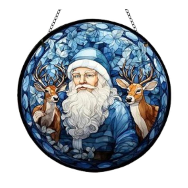 Adorno colgante de ventana de Papá Noel navideño, decoración interior y exterior, multifuncional para escaleras, , decoración de puerta de Diámetro 30cm