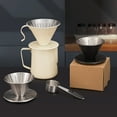 thumbnail image 3 of Visland Coffee Filter Cone Stainless Steel Hand Drip Pour Over Coffee Funnel with Spiral Ribs Dishwasher Safe V-Shaped Coffee Filter for Most Coffee Makers Camping Home Brewing, 3 of 8