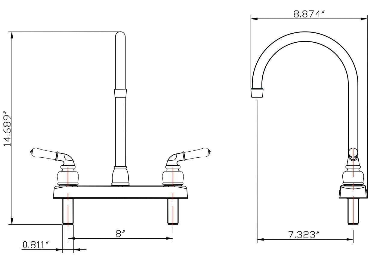 Dura Faucet DF-PK330HC-SN RV J-Spout Kitchen Sink Faucet (Brushed Satin Nickel)