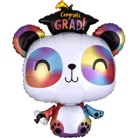 Panda Rainbow 24" Graduation Hat Congrats Grad SuperShape Mylar Foil Balloon