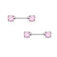 thumbnail image 2 of Paire d'Haltères pour Mamelons 14G Acier Chirurgical avec Ensemble de Broches Rondes CZ Gemmes, 2 of 9