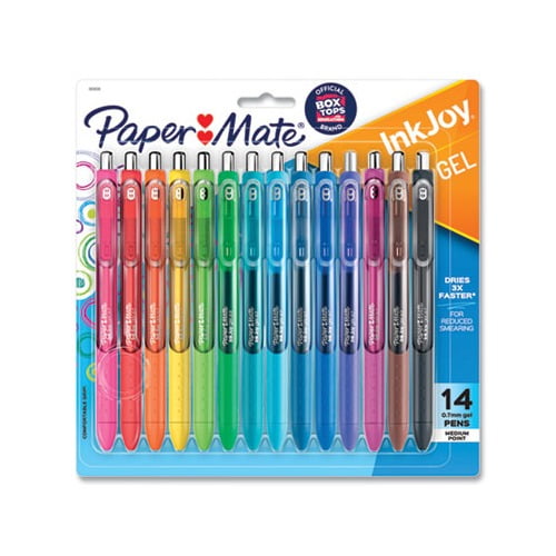 InkJoy Retractable Gel Pen Medium 0.7mm, Assorted Ink/Barrel, 14/Pack