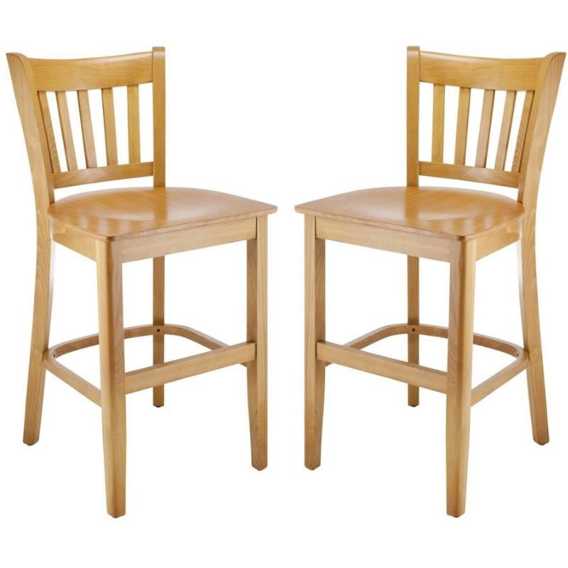 Home Square 24" Wooden Counter Stool in Cherry Set of 2