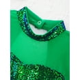 thumbnail image 4 of iiniim Kids Girls 2Pcs Sequins Jazz Latin Tango Dance Outfit Short Sleeve Crop Top with Skirt Set 4-14 Green 14, 4 of 7