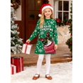 thumbnail image 3 of Aideaone Girls Sweater Dress Little Girls Christmas Knit Dresses Long Sleeve Xmas Cartoon Snowflake Print A Line Casual Holiday Party Sundress For 4-11Y, 3 of 6