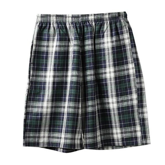 Gpaecead Men's Plaid Casual Sports Shorts with Pocket and Drawstring - Beach Pants 4XL Green