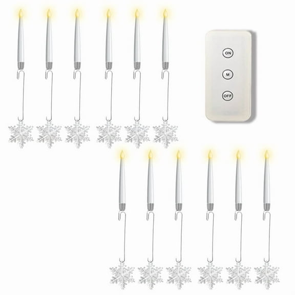 12 Pcs Christmas Tree Flameless Candles with Remote, Battery Operated LED Candles Flickering Lights for Christmas Tree Home Party Decor