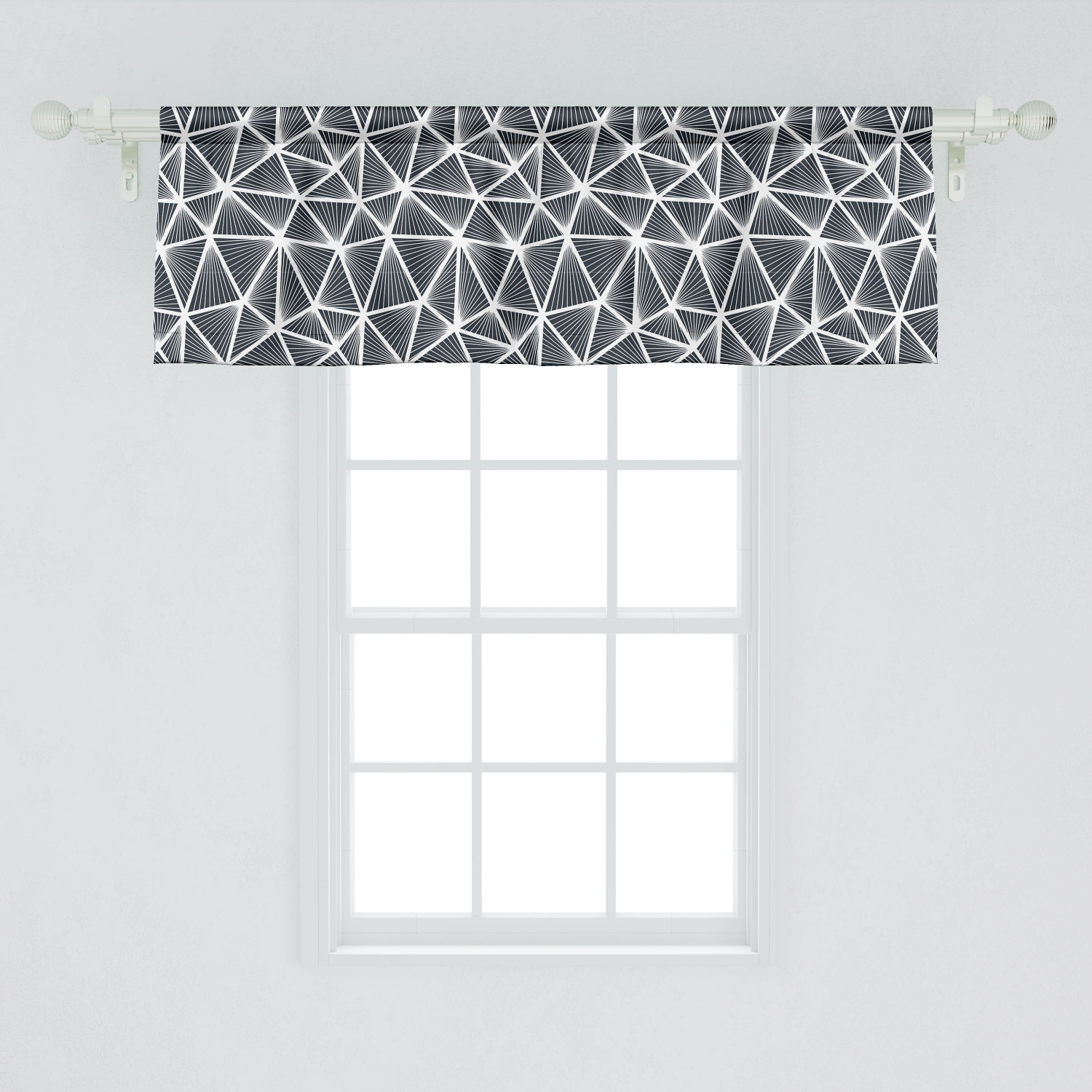 Ambesonne Geometric Window Valance, Abstract Polygonal Design