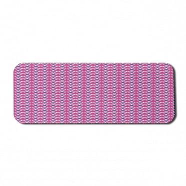 Geometric Computer Mouse Pad, Hand Drawn Sketch Style Triangle Pattern with Brush Marks Abstract Stripes, Rectangle Non-Slip Rubber Mousepad Large, 31" x 12", Purple and Pink, by Ambesonne