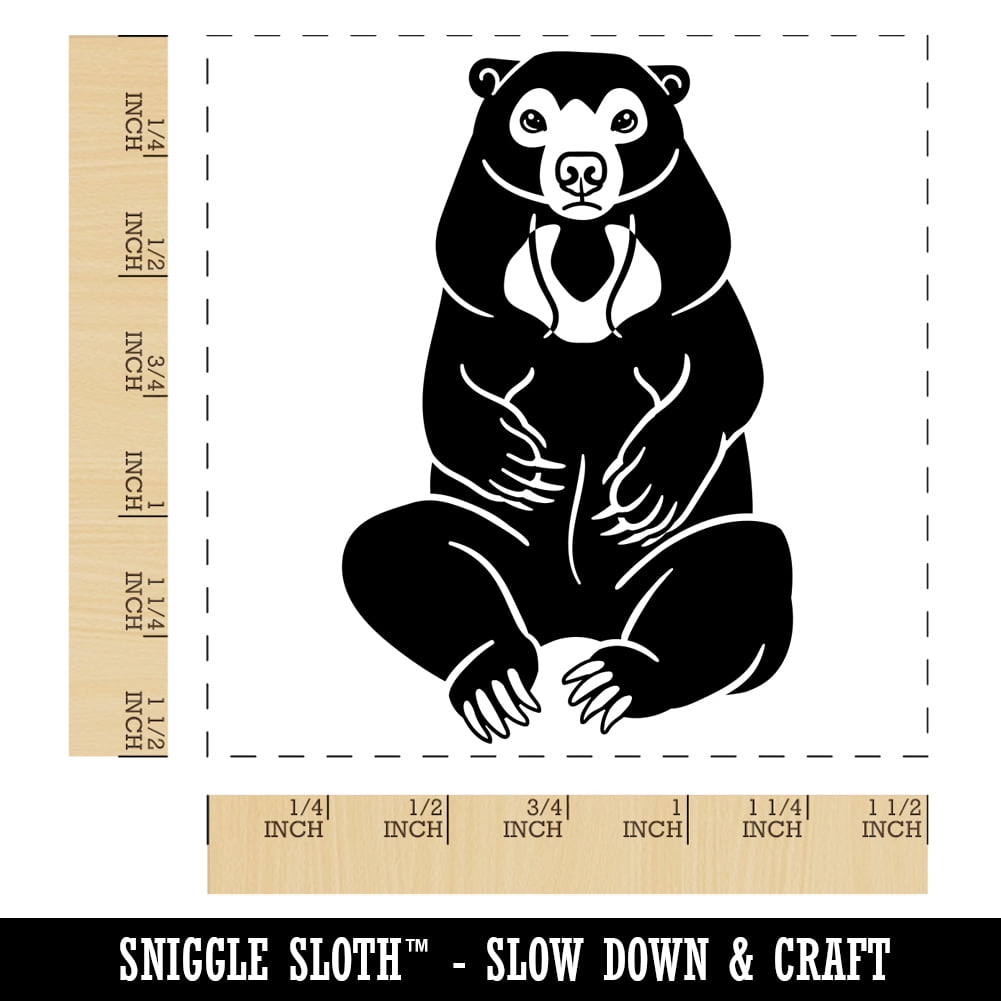 Black Ink Sitting Malayan Sun Bear Self-Inking Rubber Stamp Ink Stamper 1 Inch Small