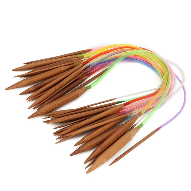 El tubo plástico multicolor carbonizó las agujas de bambú anulares dobles del suéter (60 cm/23,6 adentro)