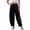 Black, variant on Women’s Summer Beach Vacation Linen Harem Pants Loose Fit Boho Pants with Wide Waistband Casual Stylish Trousers Khaki S