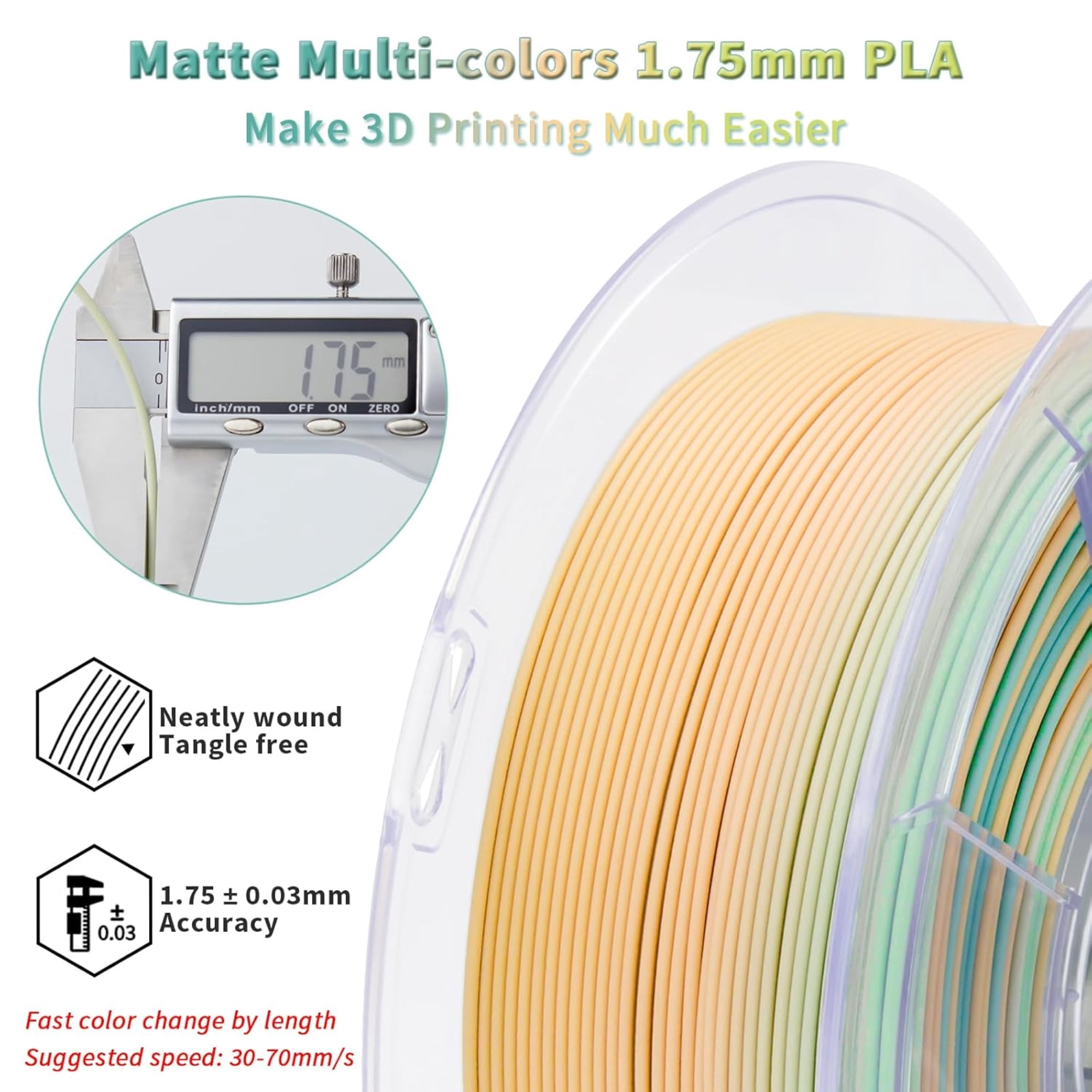 Ziro 3D Gradient Matte PLA 1.75mm 1kg, Cool daybreak