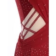 thumbnail image 7 of Sholeno Women Dance Dress Rhinestones Adorned Straps Backless Side Slit Flowy Asymmetrical Hem Dress Burgundy L, 7 of 7