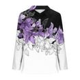 thumbnail image 4 of Uootdi Women's Tops Boho Graphic Long Sleeve Shirts Casual V Neck Lapel Button Vintage Gift Floral Printed Henley Blouses Fashio n, 4 of 5