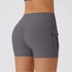 thumbnail image 3 of Pantalones cortos deportivos de moda para mujer, de color liso, cintura alta, que realzan las caderas, con bolsillos, 3 of 5