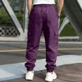 thumbnail image 3 of Domuza Mens Cargo Pants Casual Baggy Drawstring Loose Fit Hip Hop Pants Joggers Pants with Pockets Purple 3XL, 3 of 3