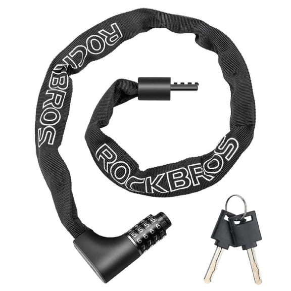 ROCKBROS 3.2FT Heavy Duty Bike Chain Lock – Anti-Theft Security Lock with Resettable Combination & 2 Keys