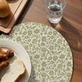 thumbnail image 3 of Green Floral Round Placemats Set of 6 for Dinning Tables,Heat-proof Braided Table Mats 15 Inch,Vintage Rustic Botanical Spring Washable Place Mat for Kitchen Restaurant Party Decor Table Setting, 3 of 9