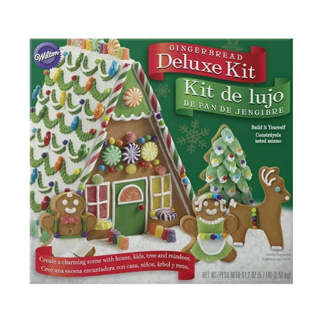 Wilton Build-it-Yourself A-Frame Deluxe Gingerbread House Decorating Kit, with extra (Best Icing Glue For Gingerbread House)