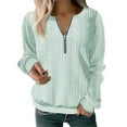 thumbnail image 2 of Women's Casual Half Zip Sweatshirt Long Sleeve Comfortable Solid Color Pullover Winter Autumn Fashion Top Soft Stretchable, 2 of 2
