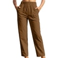 thumbnail image 2 of Corduroy Pants Women 2026 Spring Fall Elastic Waist Straight Leg Casual Loose Lounge Pants with Pockets, 2 of 5