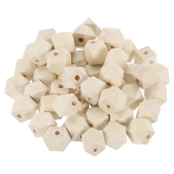 50 Pack Geometric Wood Beads, 16mm/0.63inch Natural Color Loose Spacer Beads