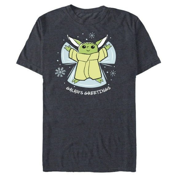 Star Wars The Mandalorian Grogu Galaxy’s Greetings Holiday Standard - Short Sleeve Blended T-Shirt for Adults – Customized-Navy Heather