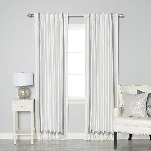 Quality Home Closeout Faux Silk Bordered Blackout Curtains Grey 52