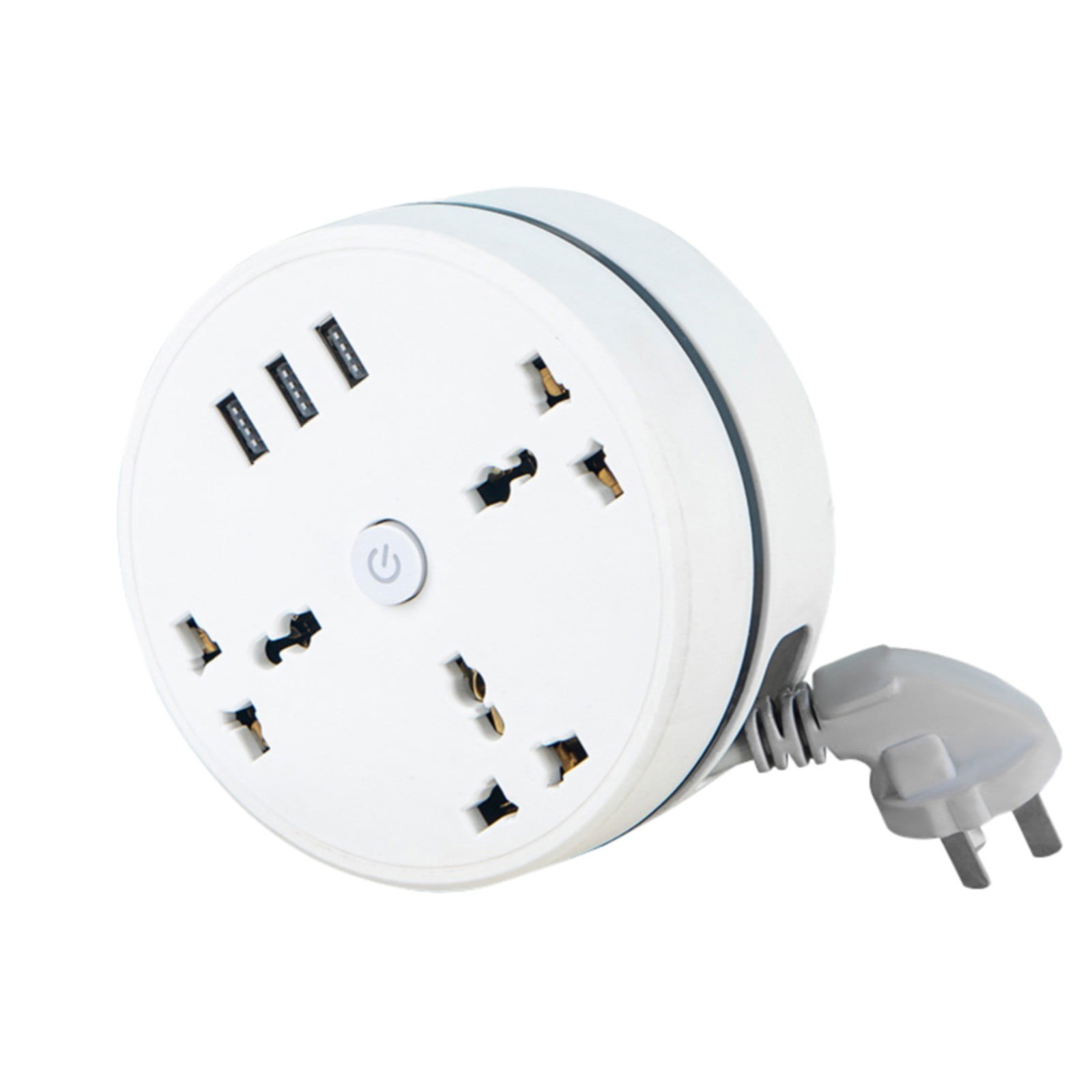 Flat Extension Cord 10Ft, Flat Plug Power Strip with 3 Outlets 3 Usb Ports(1 Usb C), 3-Side Outlet Extender Surge Protector for Home Office Dorm Room Essentials, White